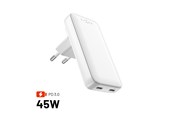Mobiel - Adapters & Opladers - FIXED Slim Travel Charger 2x USB-C 45W EU/UK/USA/AUS White - FIXCG45S-2CD-WH