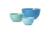 Tafeldekking - Lyngby Porcelæn - Rhombe Color Bowl Blue - Set of 3 - 25209