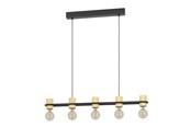 Lampen - EGLO CHIEVELEY LANGE TAFEL 5XE27 L885 ZWART/NATUREL FSC - 43541