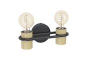 Lampen - EGLO CHIEVELEY WALL 2XE27 ZWART/NATUREL FSC - 43542