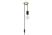 Lampen - EGLO BUDDON WALL E27 ZWART/HOUT - 43898