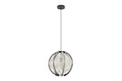 Lampen - EGLO WAVERTON HANGLAMP Ø400 E27 ZWART/HOUT/WIT - 44005