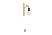 Lampen - EGLO POCKLEY WALL E27 ZWART/HOUT FSC - 44013