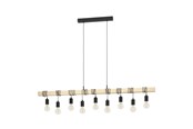 Lampen - EGLO TOWNSHEND LANGE TAFEL 9L ZWART/HOUT FSC - 44099