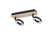 Lampen - EGLO RIELVES RAIL L280 2X4.2W HOUT/ZWART/WIT FSC - 901203