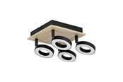 Lampen - EGLO RIELVES PLAFOND 4L 170X170 HOUT/ZWART/WIT FSC - 901205