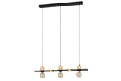Lampen - EGLO BRAMERTON LANGE TAFEL 3L E27 ZWART/HOUT FSC - 43752