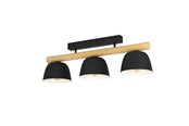 Lampen - EGLO SHERBURN PLAFONDLAMP 3L E27 ZWART/HOUT FSC - 43738