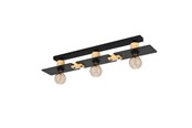 Lampen - EGLO BRAMERTON PLAFONDLAMP 3L E27 ZWART/HOUT FSC - 43751