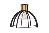 Lampen - EGLO STILLINGTON PLAFONDLAMP E27 ZWART/HOUT - 43768