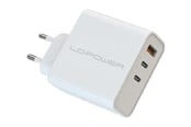 Mobiel - Adapters & Opladers - LC Power LC-GAN-65 power adapter - GaN - USB Type A 2 x USB-C - 65 Watt - LC-GAN-65