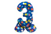 Speelgoed - Folat BV - Standing Foil Balloon Colorful Dots Number 3 - 72cm - 63973