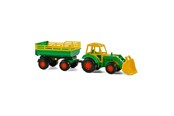 Speelgoedauto - Cavallino Toys - Tractor with Front Loader and Trailer Green - 3008WD01