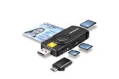 Geheugenkaart - adapter en kaartlezer - AXAGON USB Smart Card / ID Card & SD / microSD / SIM Card PocketReader - CRE-SMP2A