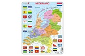 Puzzels - Selecta Play - Larsen Jigsaw Puzzle Map of the Netherlands with Provinces and Flags 48 pcs. - LA-K53-NL