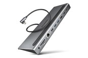USB hub - AXAGON Triple 4K Display SuperSpeed USB-C Hub USB hub - 11 - USB 3.2 - Grijs - HMC-4KX3