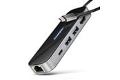 USB hub - AXAGON Glass 6-in-1 USB-C 5 Gbps Hub USB hub - 6 - USB 3.2 - Zwart - HMC-6GLN