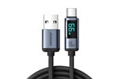 USB-kabel - Joyroom Prism Series A16 USB-C / USB-A Cable 66W 1.2m with LED Display - Black - S-AC066A16