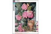 Hobby artikelen - CENTRUM Diamond Painting 30*40cm. Cat and flower - 89755