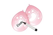 Speelgoed - Folat BV - Writable Balloons Birth Girl 6 pcs. - 08591