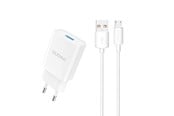 Mobiel - Adapters & Opladers - Dudao A4EU USB-A 2.1A wall charger - white + USB-A - micro USB cable - 6976625331963