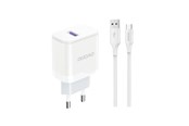 Mobiel - Adapters & Opladers - Dudao A20EU USB-A 18W wall charger - white + USB-A - USB-C cable - 6976625332007
