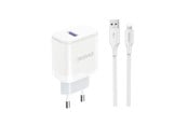 Mobiel - Adapters & Opladers - Dudao A20EU USB-A 18W network charger - white + USB-A - Lightning cable - 6976625331994