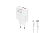 Mobiel - Adapters & Opladers - Dudao GaN A30EUL 30W USB-A / USB-C Wall Charger + USB-C - Lightning Cable - White - 6976625332816