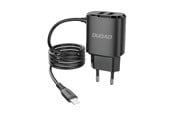 Mobiel - Adapters & Opladers - Dudao  charger 2x USB with built-in 12W Lightning cable black (A2ProL black) - 6970379610633