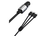 Mobiel - Adapters & Opladers - Dudao 3in1 USB car charger 3.4 A built-in cable Lightning / USB Type C / micro USB black (R5ProN black) - 6973687241087