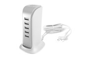 Mobiel - Adapters & Opladers - Dudao 5x USB charger with built-in EU power cable white (A5EU) - 6977196682638