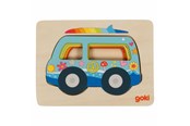 Puzzels - Goki Wooden Layer Puzzle Car 5 pcs. Hout - 57304