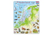 Puzzels - Selecta Play - Larsen Jigsaw Puzzle Map Netherlands - Geographic with Animals 68 pcs. (NL) - LA-K79-NL