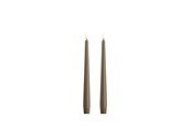 Decoratie - Moods & More LED taper candle - Slim - Dark sand - 23x250 mm - 2 pcs - M50-DS023250