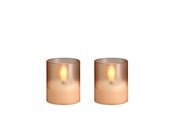 Decoratie - Moods & More LED glass candle - Hurricane - Champagne - 47x57 mm - 2 pcs - M70-CH047057