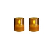 Decoratie - Moods & More LED glass candle - Hurricane - Honey Mustard - 47x57 mm - 2 pcs - M70-HM047057