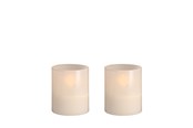 Decoratie - Moods & More LED glass candle - Hurricane - Vanilla - 47x57 mm - 2 pcs - M70-VA047057