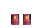 Decoratie - Moods & More LED glass candle - Hurricane - Vintage Rose - 47x57 mm - 2 pcs - M70-VR047057