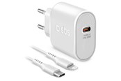 Mobiel - Adapters & Opladers - SBS 20W Charger - 1m MFI Lightning Cable - White - TETRKITPD20LIGW