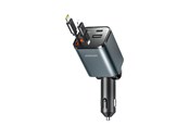 Mobiel - Overige accessoires - Joyroom JR-CCL05 30W 4-in-1 Car Charger with 2 Built-in Retractable Cables - Dark Gray - JR-CCL05