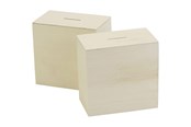 Schrijf- en tekenartikelen - Creativ Company - Wooden money box 10x10x6cm 10 pcs. - 669041