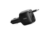Mobiel - Adapters & Opladers - Belkin BOOSTCHARGE 75W Car Charger with Retractable USB-C Cable - CCC001HQBK