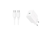 Mobiel - Adapters & Opladers - Joyroom JR-TCF20 USB-C PD 20W network charger - white + USB-C / USB-C cable 1m - JR-TCF20_CC