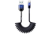 USB-kabel - Joyroom S-A43 Crystal-Clear Series 3A USB-A - USB-C spiral cable 1.5m - black - S-A43_AC