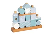 Speelgoed voor baby's - Small Foot - Wooden Stacking House Blue - 18 pcs. - 12714