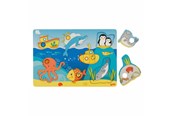 Puzzels - Goki Wooden Background Puzzle Sea Animals 7 pcs. Hout - 57307