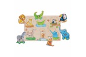 Speelgoed voor baby's - Goki Wooden Background Knob Puzzle Mother and Baby 6 pcs. - 57310