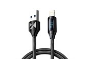 USB-kabel - Wozinsky USB-A Cable - Lightning  WUALC1 with LED Display 2.4A 1m - Black - 5907769308451