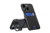 Mobiel - Covers & Cases - Hurtel Leather Stand Case for Samsung Galaxy S23 card wallet cover with stand black - 5907769353499