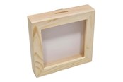 Houten speelgoed - Playwood Wooden Money Box Plexiglass with White Back Small - SL228D-plexismall